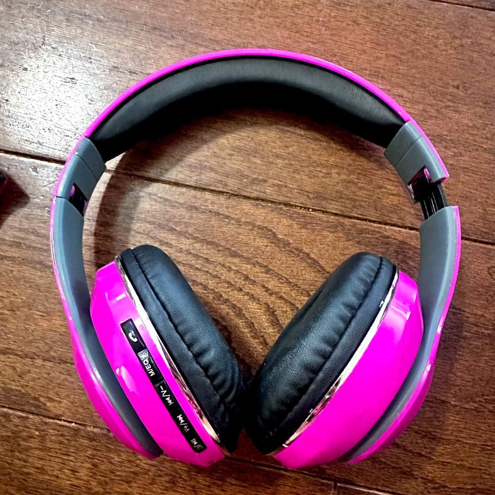 Pink Cushioned Bluetooth Wireless Headphones